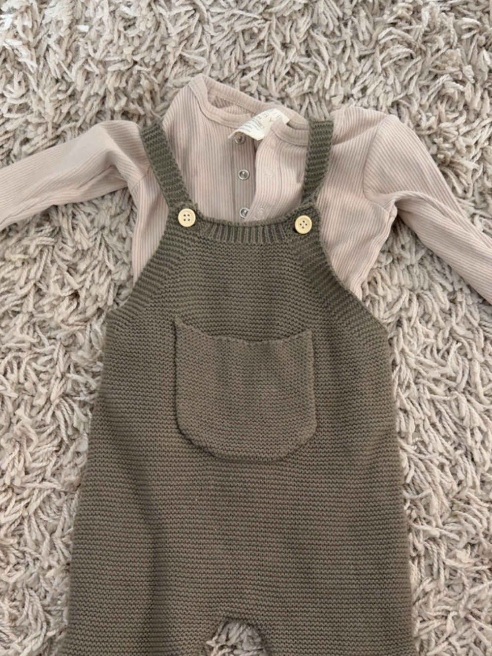 Mebie Baby Olive Knit Overalls for Kids